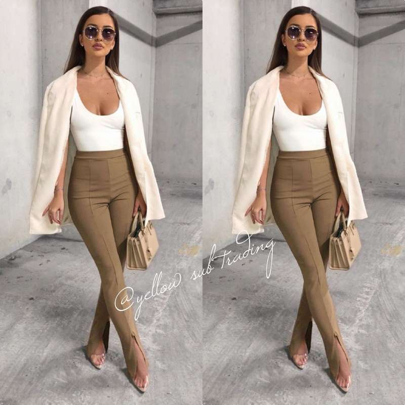 Ankle Slit High Waisted Pant