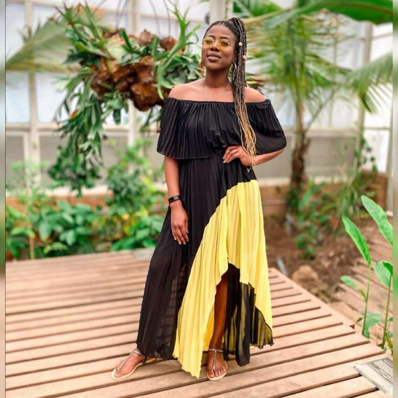 Off Shoulder Side Slit Maxi Dress