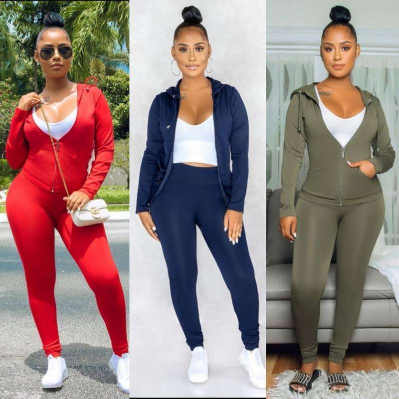 Zipper Tracksuit Set - GREEN / XL