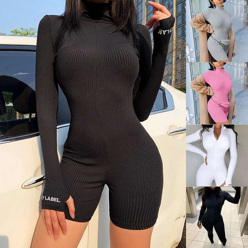 v-neck zipper Jumpsuit