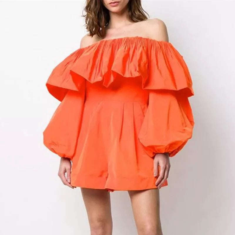 Sexy Ruffles Slash Neck Jumpsuit