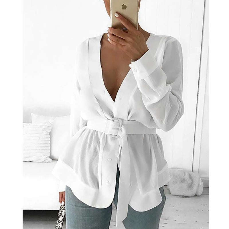 V-Neck Button up Blouse 