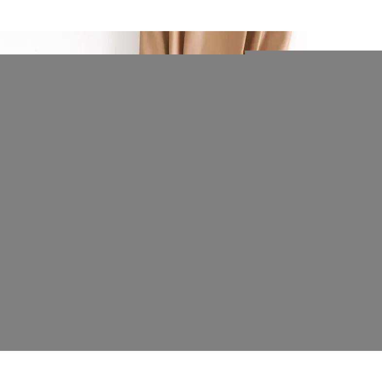Faux Leather Pleated Mini Dress - BROWN / XL
