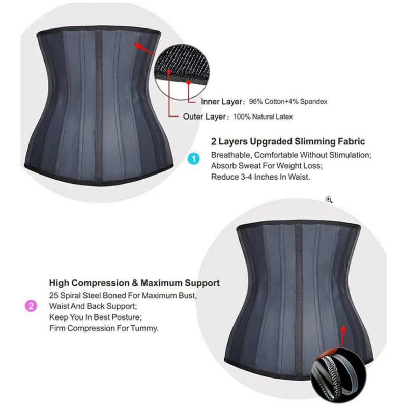 25 Steel Bone Latex Waist Trainer - XL