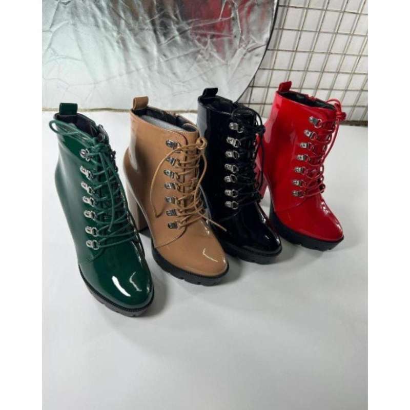 Lace-up High Heel Ankle Boots.