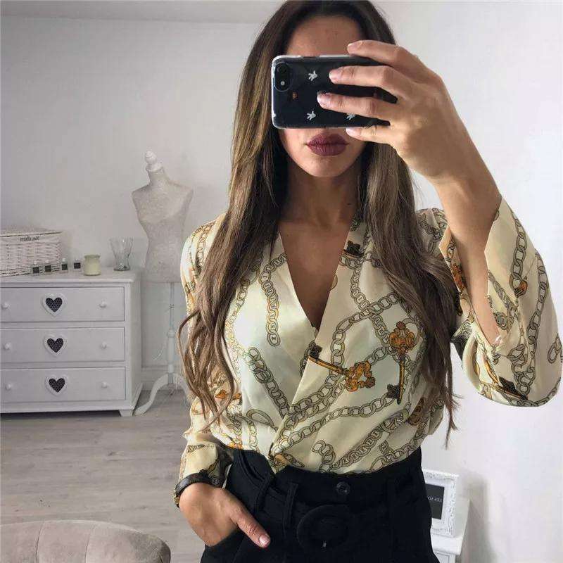 Chain print Bodysuit - WHITE / 38