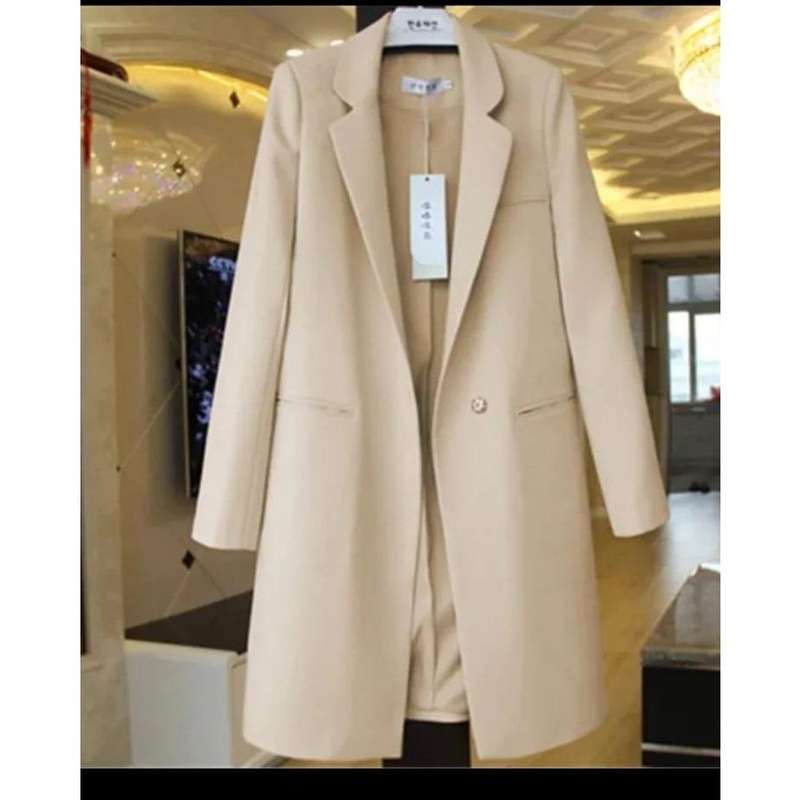 Slim Side Blazer Coat - BEIGE / L