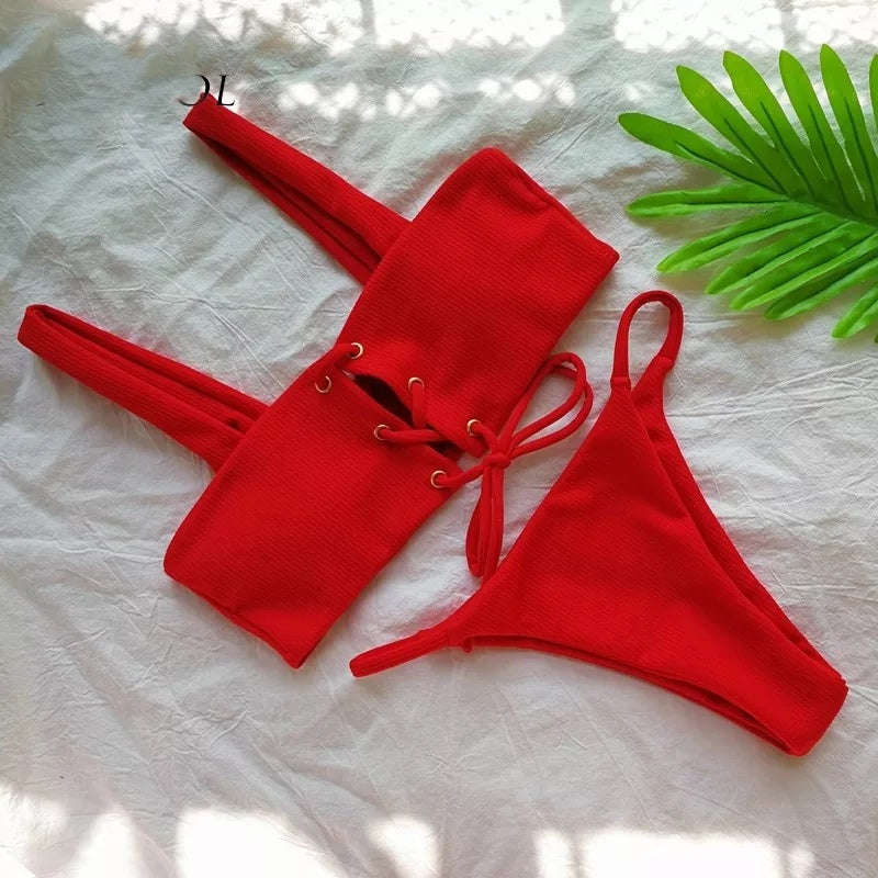 Lace up bikini Set