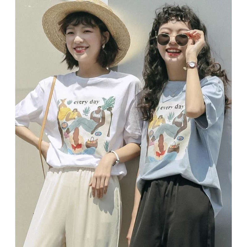 Printed Cotton Fashion Short Sleeve Top