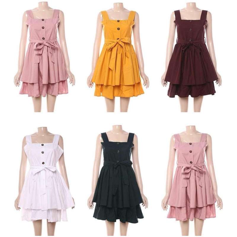 Layered Button Detail Mini Dress 