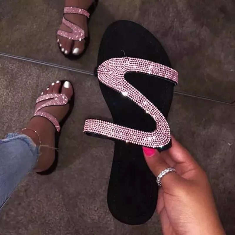 Z-Shaped Gliter Flipflop - PINK / 6
