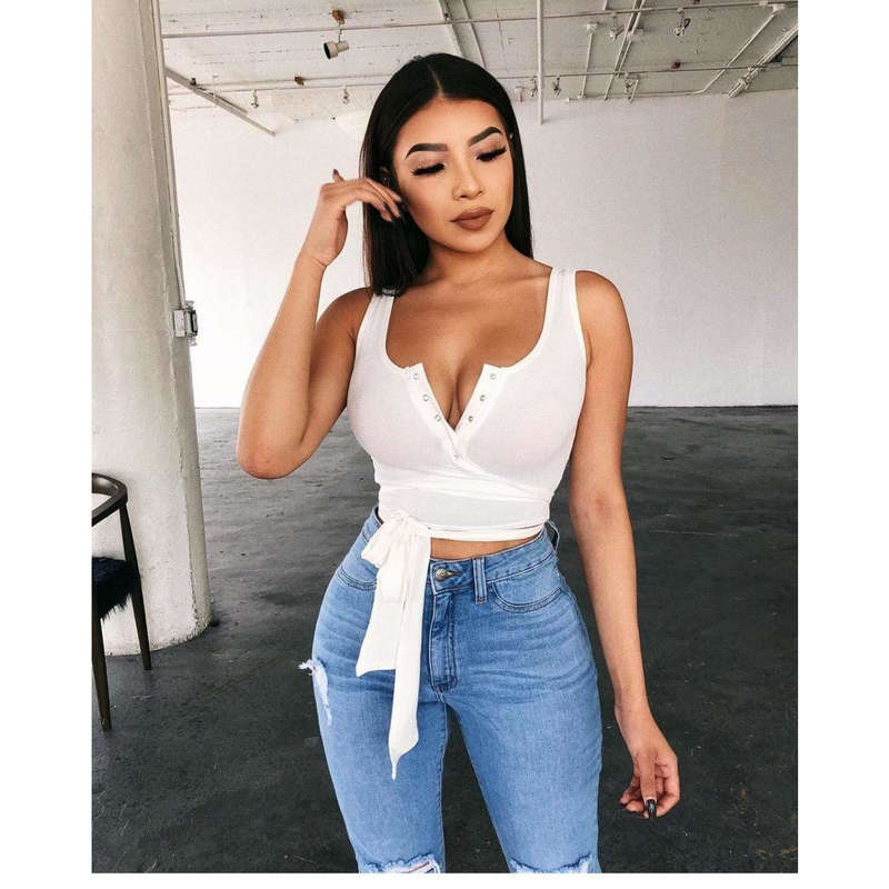 Wrap around V-Neck Crop Top 