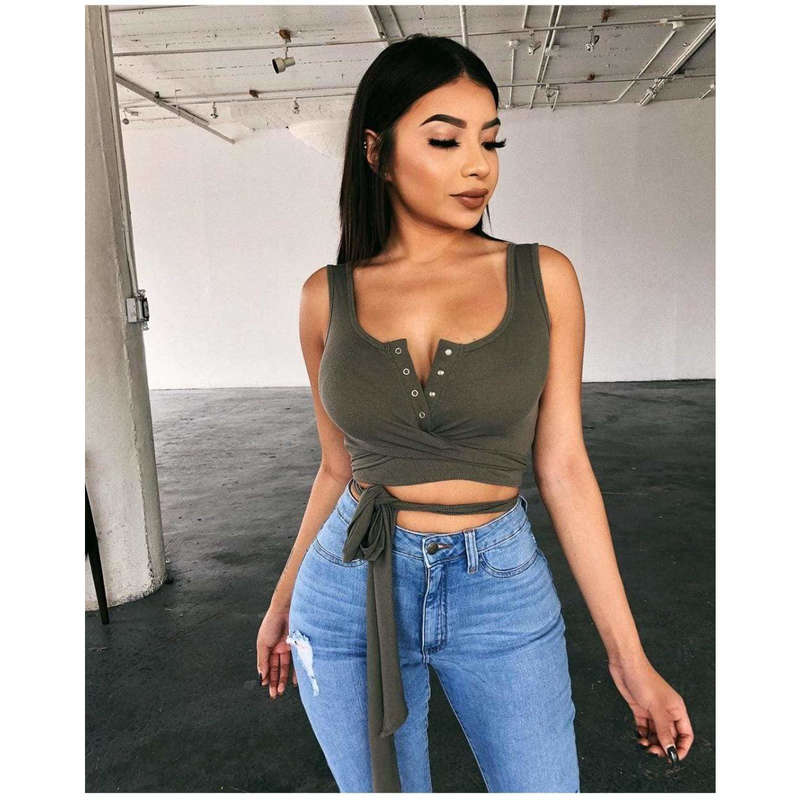Wrap around V-Neck Crop Top 