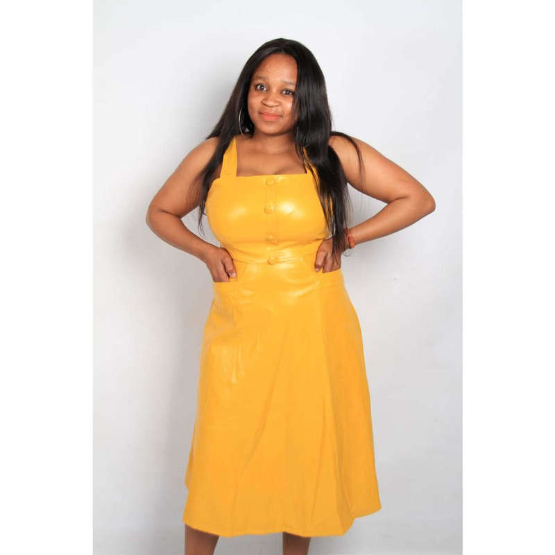 Faux Lather Dress - BLACK / S