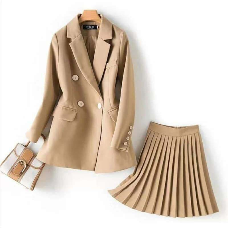 Formal office skirt and Blazer Suit - YELLOW / XL