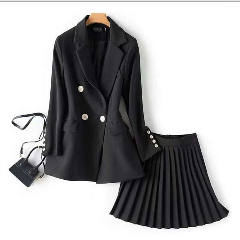 Formal office skirt and Blazer Suit - YELLOW / XL
