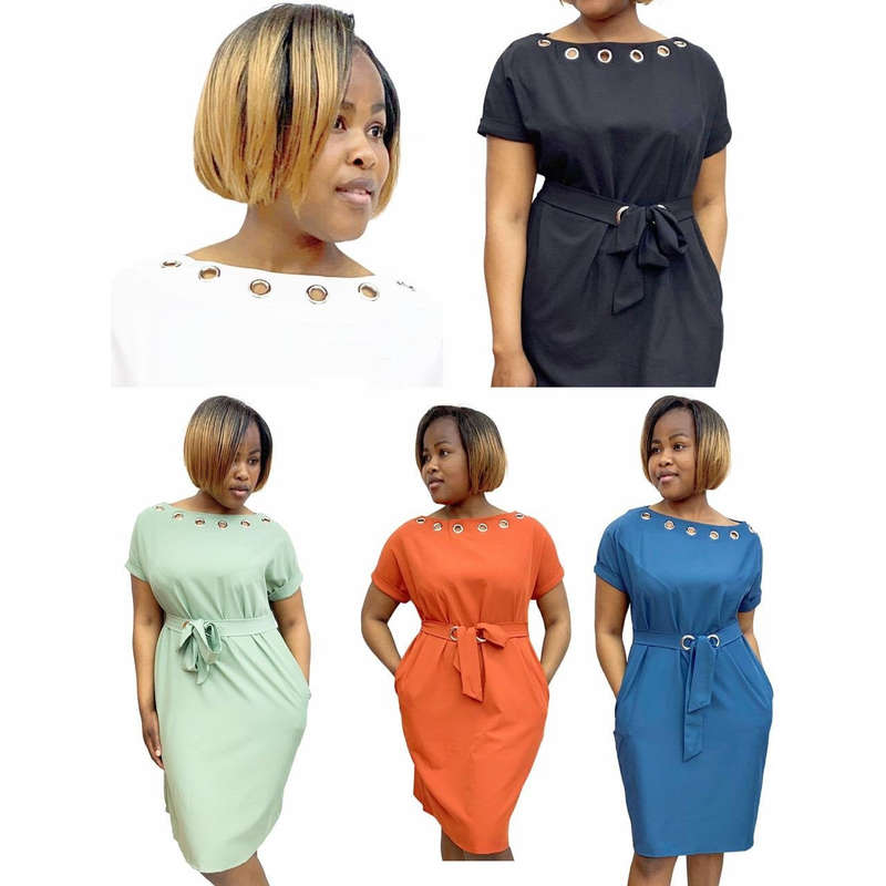 Round Holes Neck Dress 