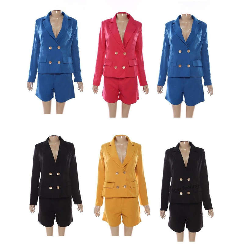 ladies short and blazer set - PURPLE / XS