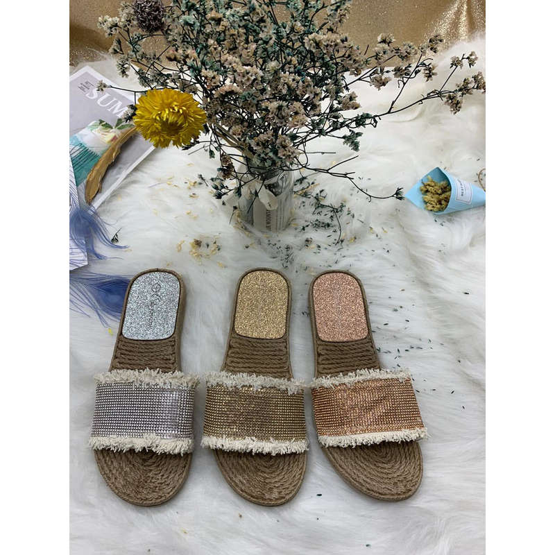 flat beach outdoor women's slippers - GOLD / 7