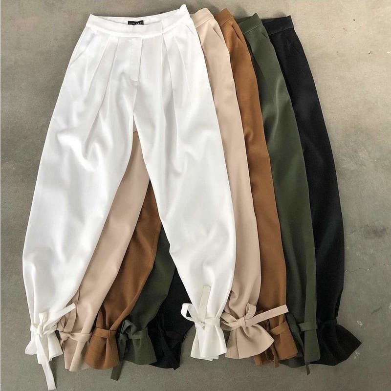 Vintage Lace-Up Pleated High Waisted Pants
