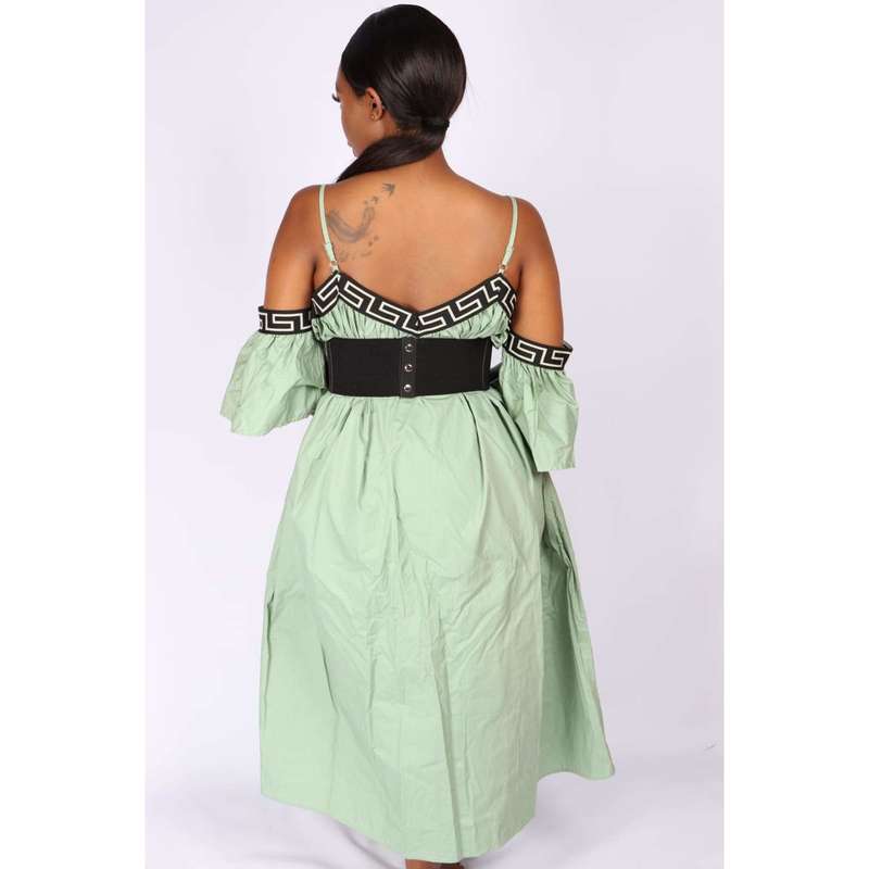 Off Shoulder Bubble Dress - YELLOW / XXL