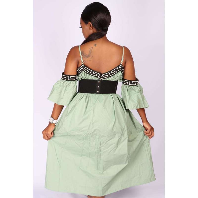 Off Shoulder Bubble Dress - YELLOW / XXL