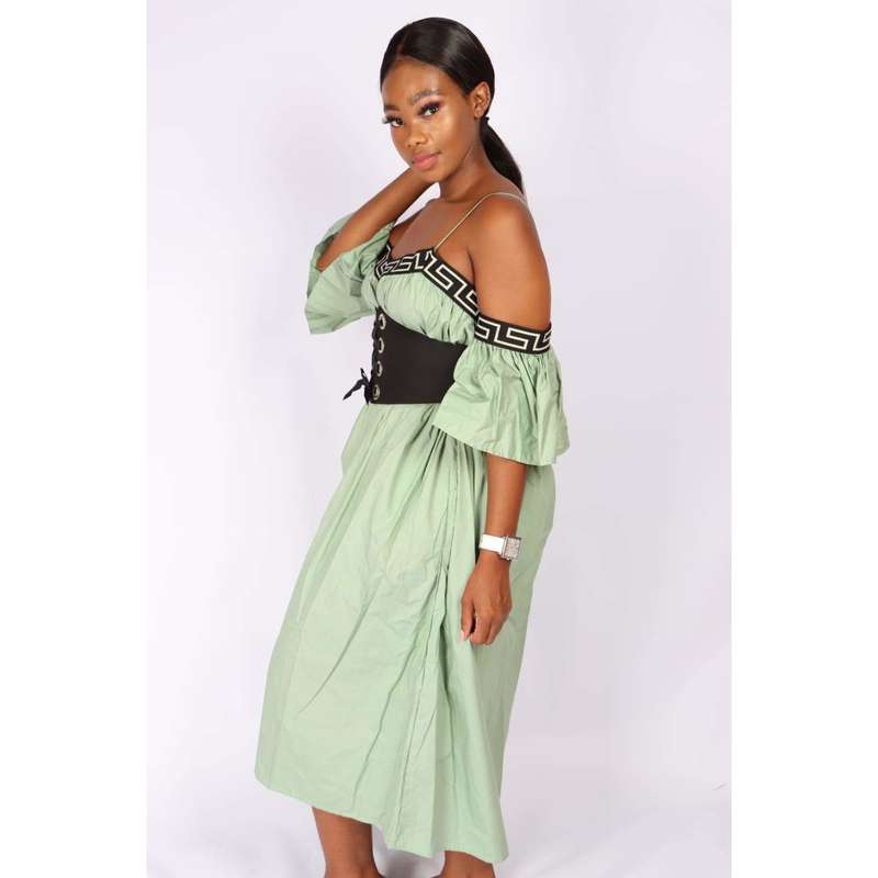 Off Shoulder Bubble Dress - YELLOW / XXL