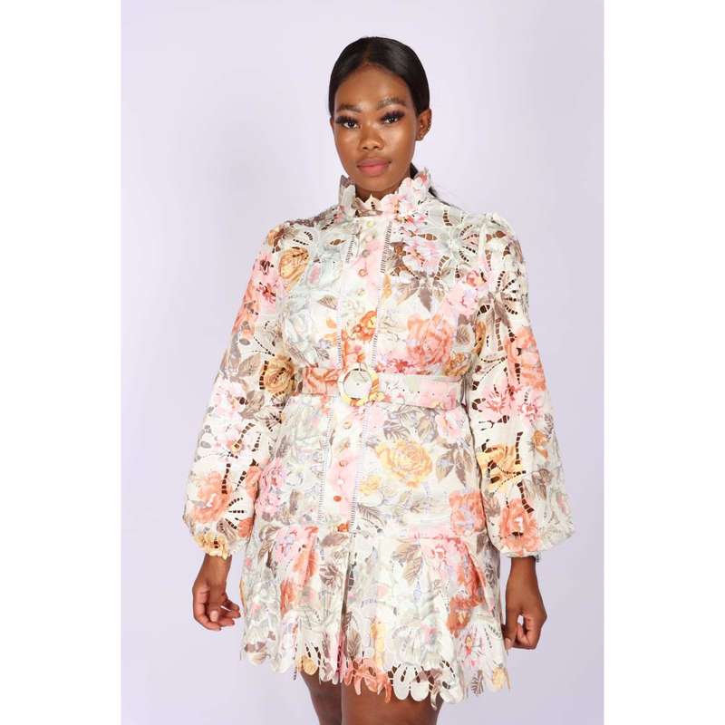 Floral Hollow Out Lace Dress