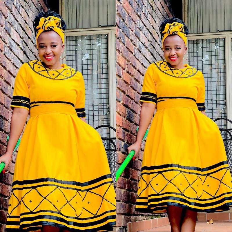 Round Neck Three-quarter Sleeve Ankara Dress