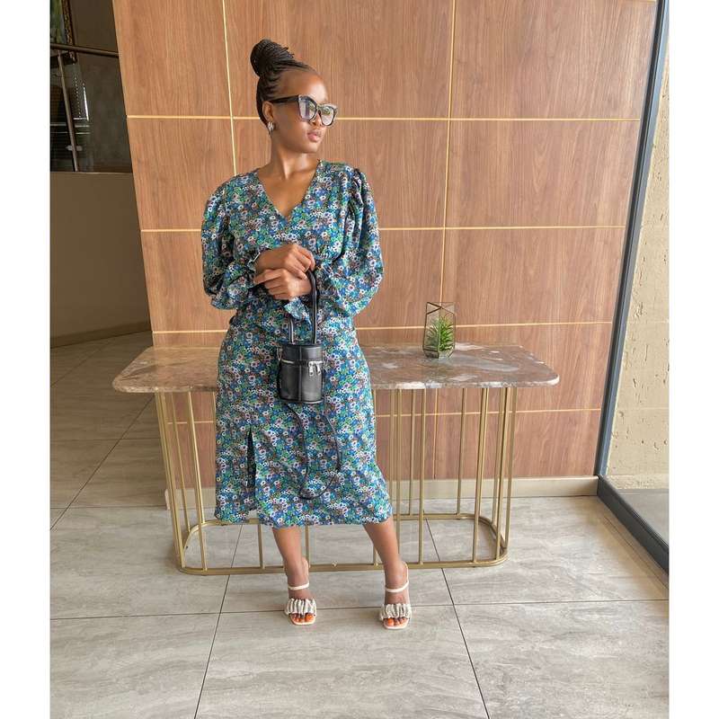 Floral V-Neck Backless Dress