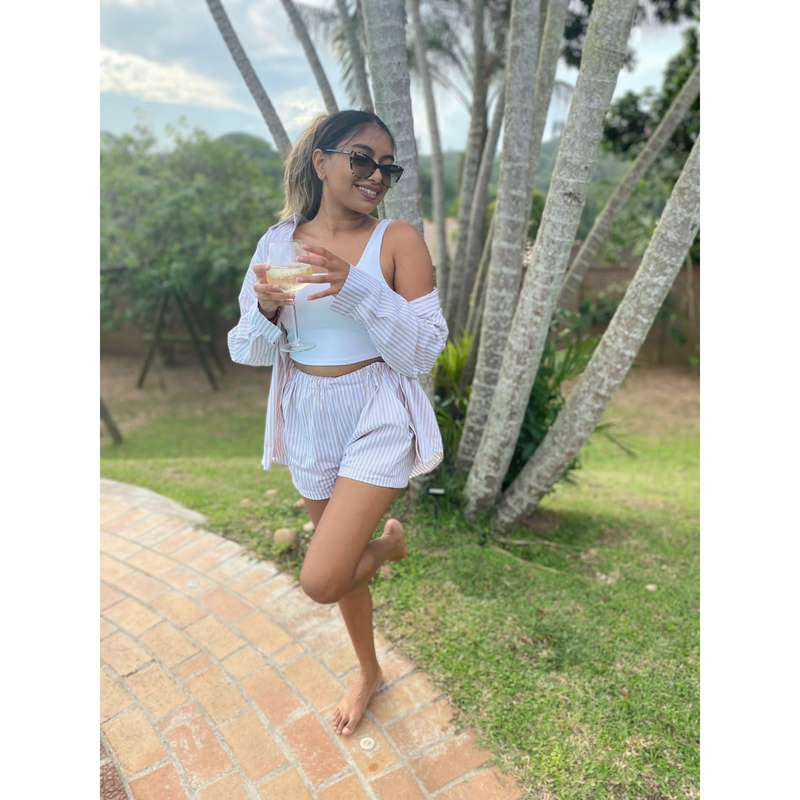 Striped Casual Shorts and Shirt Set