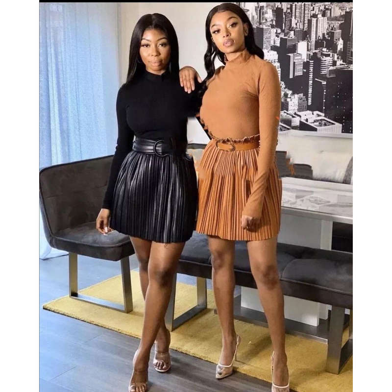 Faux Pleated mini skirt