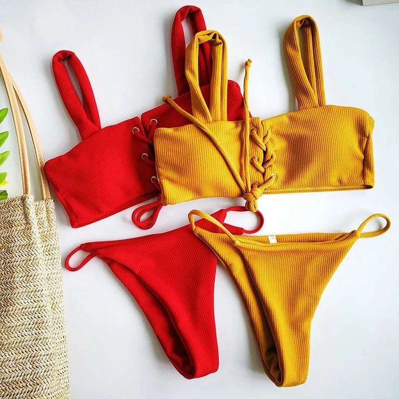 Lace up bikini Set