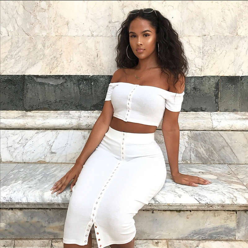 knitted front button 2 piece set