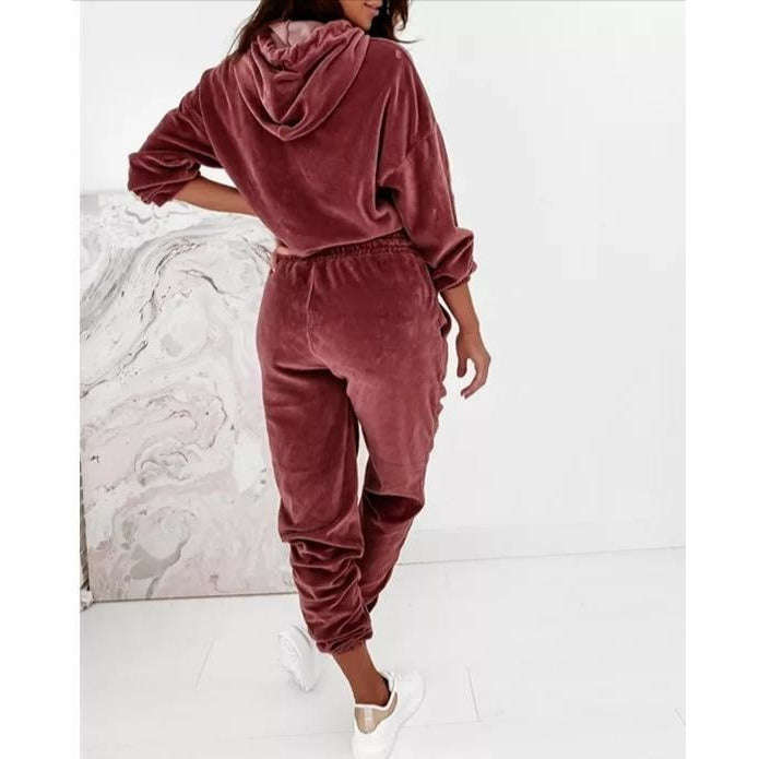 Velvet Tracksuit Set - YELLOW / L