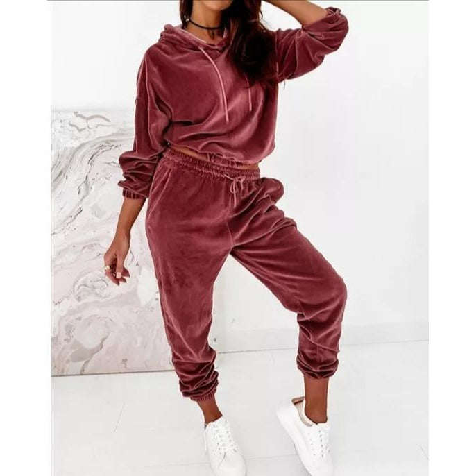Velvet Tracksuit Set - YELLOW / L