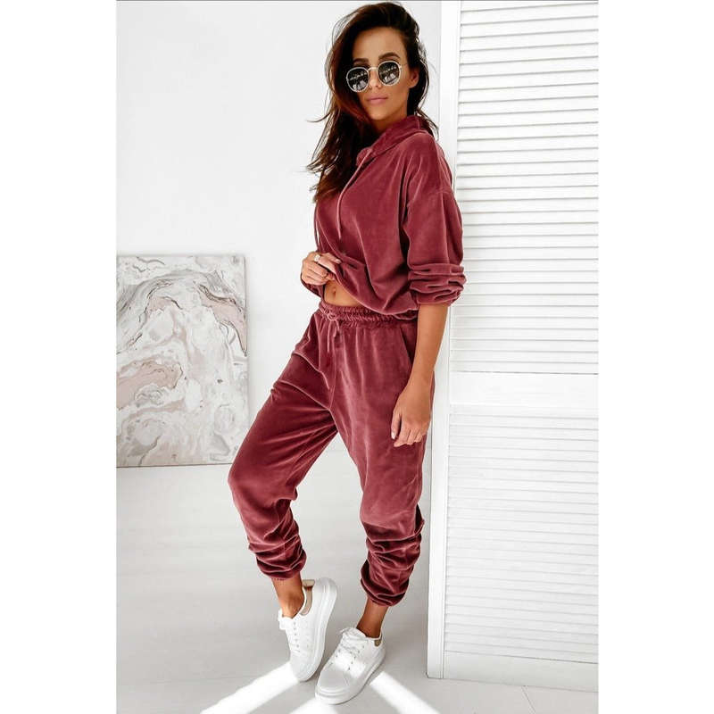 Velvet Tracksuit Set - YELLOW / L