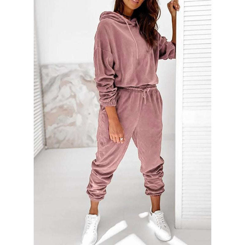 Velvet Tracksuit Set - YELLOW / L