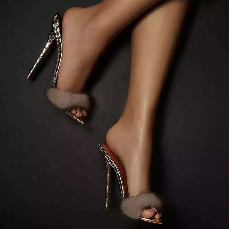 Soft Fur pointed High Heel