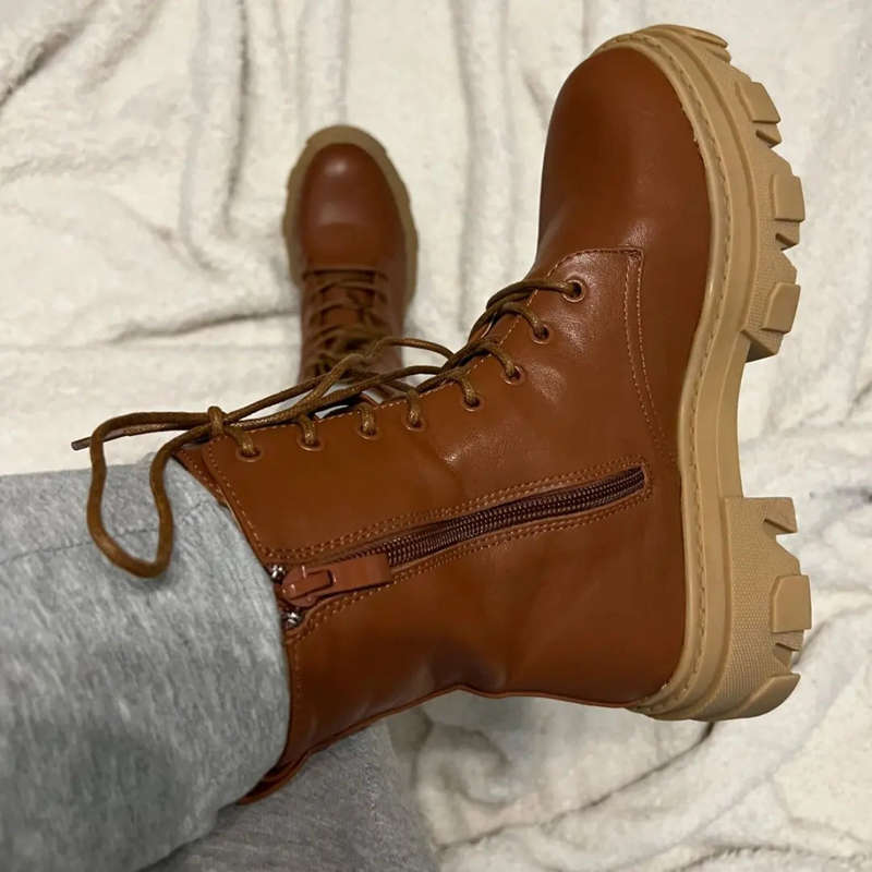 Lace up Platform Ankle Boots.