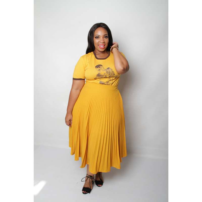 Long Pleated Skirt - PURPLISH MAROON / 38