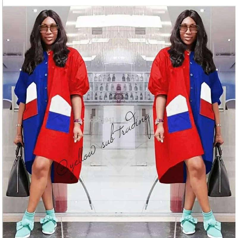 Color Split Print Shirt Dress