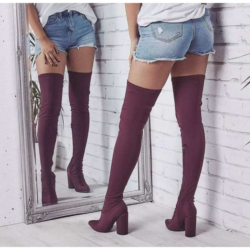 Thigh High Sock Boots - RED / 6