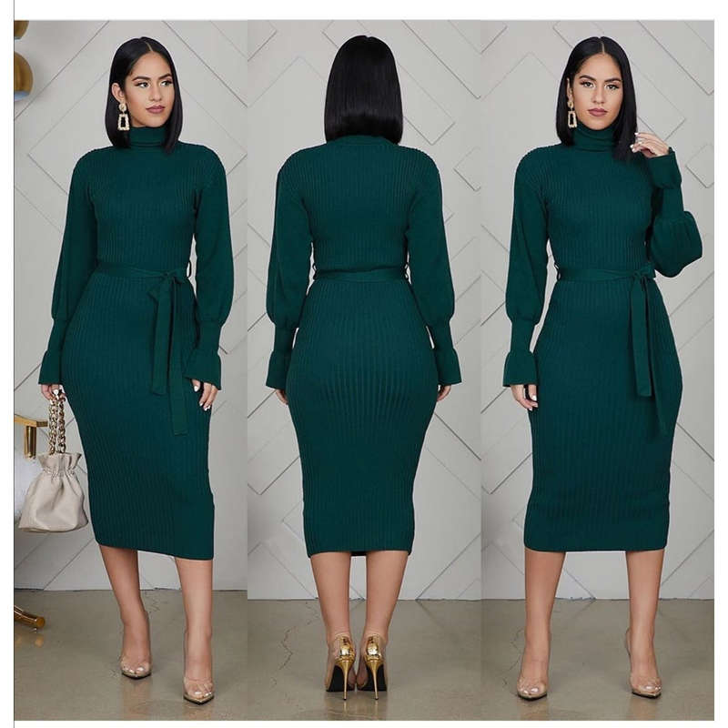 Knit Sweater Dress - WHITE / S/M