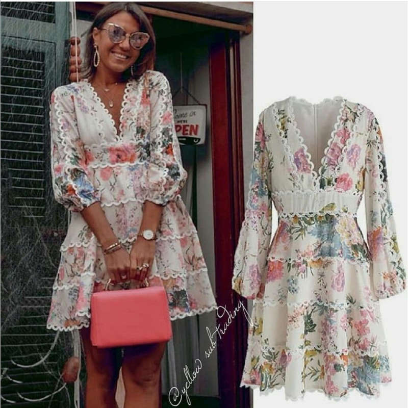 V-Neck Floral Dress