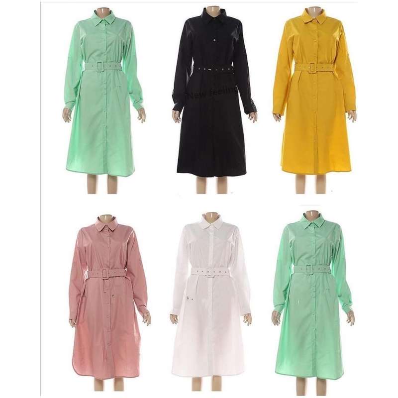 V-Neck Button Up Shirt Dress