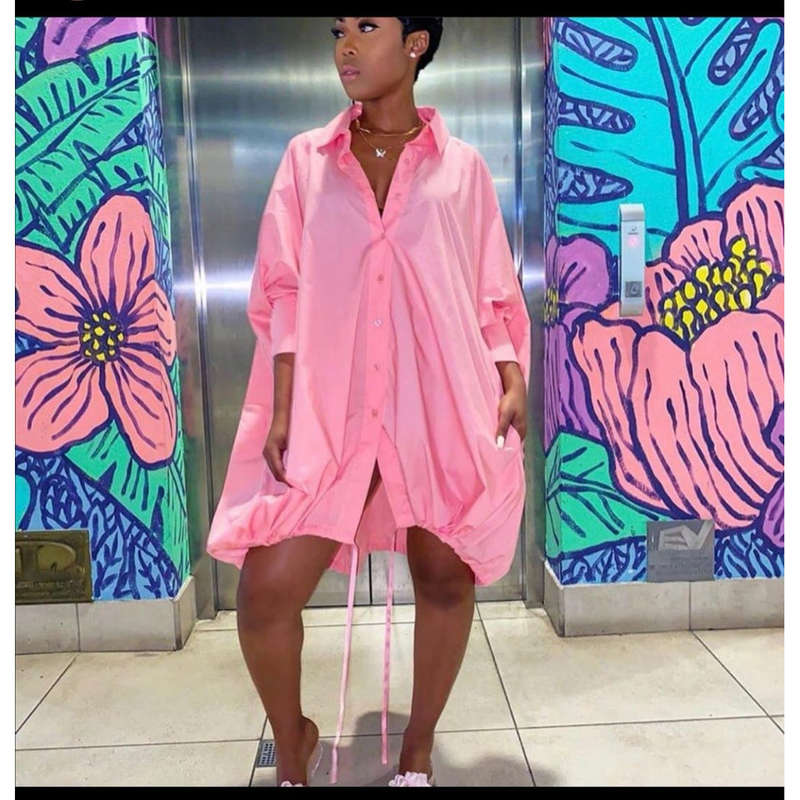 Sexy Drawstring Plus Size Dress