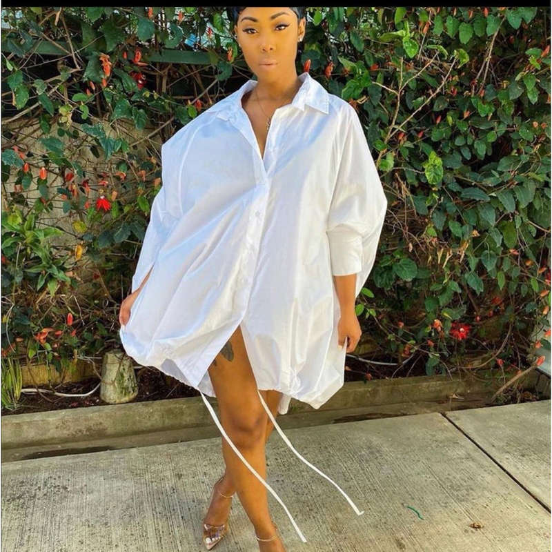 Sexy Drawstring Plus Size Dress
