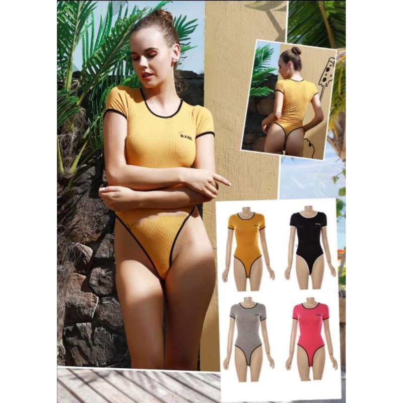Sexy One Piece Bodycon Bodysuit Short Sleeve.