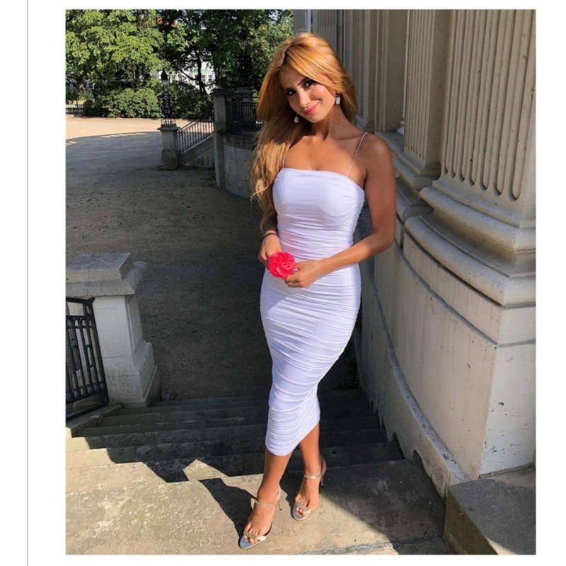 Spaghetti Strap Dress - WHITE / M